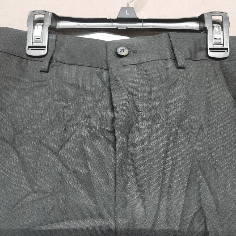 Nautica Men's Flat Front Pants 34W X 32L Black Dress Casual Trousers Brand New